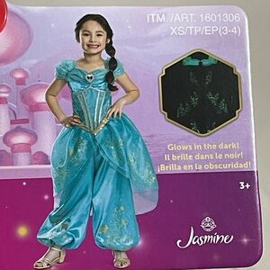 NWT Disney Princess Jasmine One Piece, Glow In The Dark, Costume Kids SX 3-4 yrs